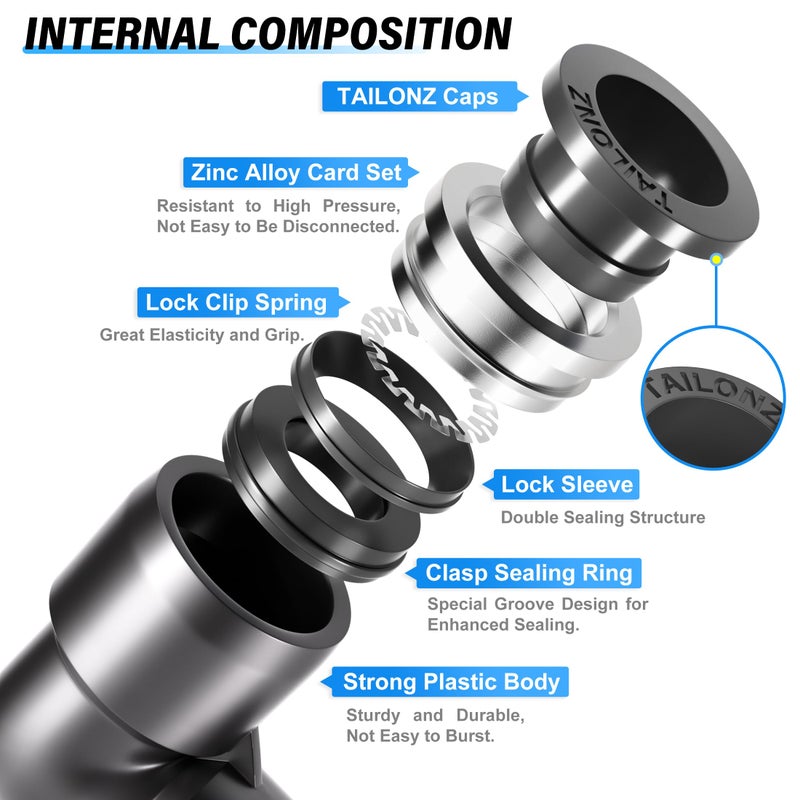 TAILONZ PNEUMATIC Elbow and Straight Combination 1/2 Inch Tube OD x 1/2 Inch NPT Thread Push to Connect Fittings PC-1/2-N4+PL-1/2-N4(Pack of 12) - Image 3